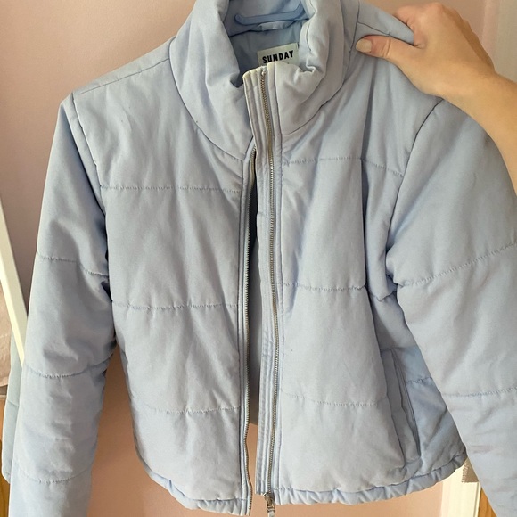 Aritzia Sunday Best Baby Blue Puffer Jacket Size M - Picture 3 of 8